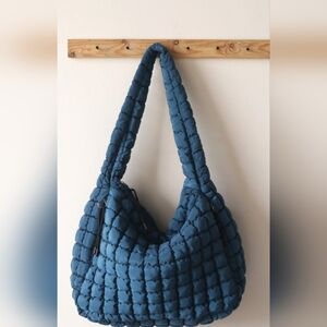 Blue Premium Oversized Quilted Puffer Bag